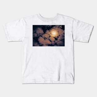 Full moon through purple clouds Kids T-Shirt